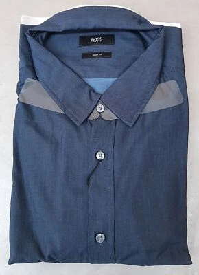 Camisa Hugo Boss Para Hombre Calce Ajustado Cuello Kent Manga Larga Azul Ronny *Elige Talla* Foto 1 de 4