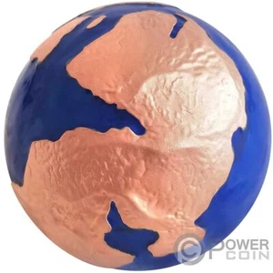PANGEA BLUE MARBLE Rose Gold Spherical 3 Oz Silver Coin 5$ Barbados 2022 - Picture 1 of 6