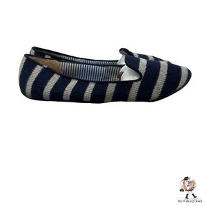 Charles Philip Shanghai Stripe Loafers Womens 7 Blue White Slip On Flats - Picture 1 of 11