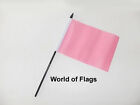 PINK FLAG 6" x 4" SMALL HAND WAVING Plain Coloured Table Desk Top Craft Display