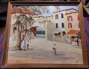 Huge Framed Glazed 60x51cm GEORGE MURIS A Mediterranean Harbour Print - Picture 1 of 13