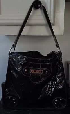 XOXO Purse Black Zipper Pocket Faux Snake Skin Shoulder Handbag BRAND NEW - Image 1 of 2