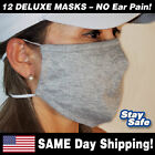 1 Dozen DELUXE Washable Face Masks - Double Head Straps (NO Ear Pain) Pocket