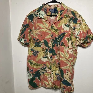 Polo vintage Ralph Lauren Caldwell camicia colletto ad anello uomo XL floreale hawaiana - Foto 1 di 5
