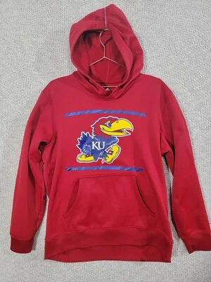 Adidas Kansas University Warm Hoodie Sweatshirt Mens L Red Jayhawks Pullover - Image 1 of 4