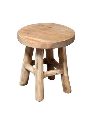 Teak Blumen Hocker 17x15 cm - natur / klein - Holz Deko Pflanzen Ständer massiv - Bild 1 von 2