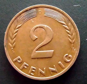 Münze 2 Pfennig 1965 D nicht magnetisch - Bild 1 von 3