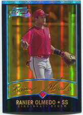 2001 Bowman Chrome Gold Refractors Reds Baseball Card #161 Ranier Olmedo /99