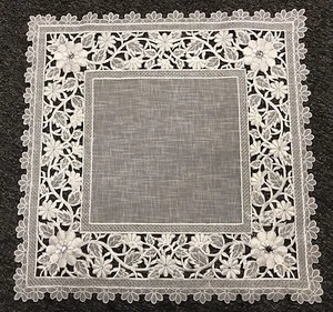 18" Embroidery Lace Organza Square Table Doily Placemats White Wedding Party - Picture 1 of 7