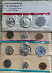1964 US Mint Silver Uncirculated Set, 10 coins - 5 P & 5 D, mint pkg - Picture 1 of 2