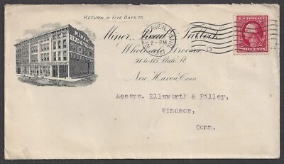 NEW HAVEN, CT ~ MINER, READ & TULLOCK, GROCERS ~ ILLUS. ADVERTISING COVER 1883 - Image 1 of 2
