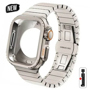 Steel Metal Case+Strap for Apple Watch Band 10 42 46mm Ultra 2 49mm 9 8 7 6 SE 5 - Picture 1 of 17