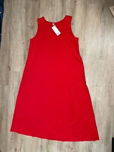 NWT Uniqlo Mercerized Cotton Short Sleeve Mini Dress Size M Medium Red
