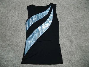 Women's Ice Skating Dance Top Black & Baby Blue Size M - Picture 1 of 1