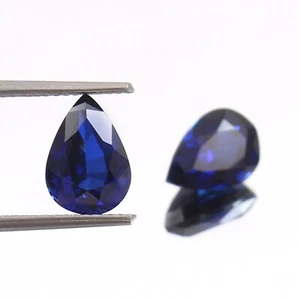 Natural Ceylon Royal Blue Sapphire Loose Pear Gemstone Cut Matched Pair 10x7 MM - Picture 1 of 4