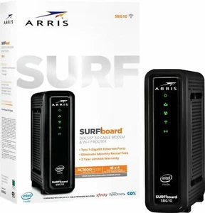 ARRIS SBG10 SURFboard AC1600 Dual-Band Cable Modem Router - Black - NEW™ - Picture 1 of 9