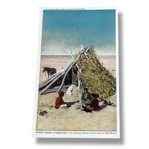 Postal Indios Navajos en Desayuno Nuevo México c1903 Tarjeta Trasera Indivisa C345 - Imagen 1 de 3