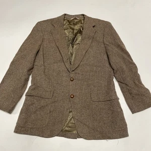 Vintage Tweed Blazer Mens 38S Brown Wool Jacket Countries 70s 80s USA Union Made - Picture 1 of 19