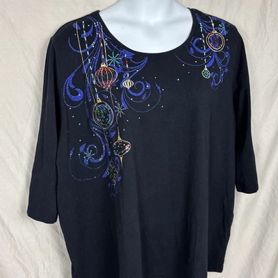 Top de Navidad Catherines para mujer 4X (30/32W) adorno navideño lentejuelas fiesta festiva Foto 1 de 4