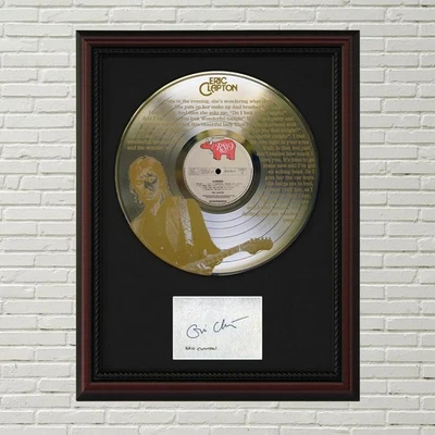 Eric Clapton - Wonderful Tonight LP Record Framed Signature Card Display - Image 1 of 4