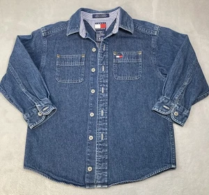 Tommy Hilfiger Blue Denim Shirt Shacket Button Front Child Size 5 - Picture 1 of 6
