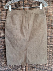 Max Mara Weekend knielanger Bleistiftrock Flachs Leinen Damen 6 braun Academia  - Bild 1 von 7