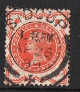 EARLY 1896 GREAT BRITAIN 1/2p ORANGE P & R- LOVELY CENTRED Pmk. SIDCUP - 2 SCANS - Picture 1 of 2