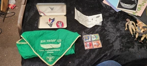 Vintage Lot of Eagle & Boy Scouts Items Medal Patch Pins & Patches w/ Case - Picture 1 of 7