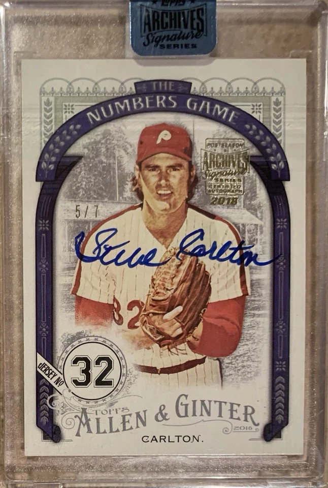 2018 Topps Archives Signature Steve Carlton Allen & Ginter Auto 5/7 Phillies HOF - Image 1 of 1