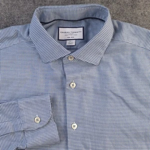 Charles Tyrwhitt Hemd 16,5 33 Slim Fit Blau Geometrisch Spitzkragen - Bild 1 von 10