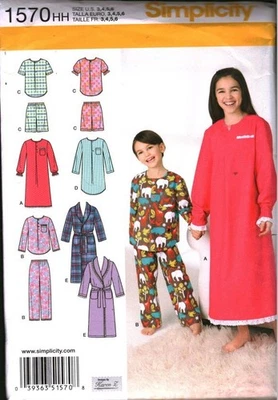 1570 Simplicity Sewing Pattern Girls Boys Nightgown Two Lengths Pajamas UNCUT - Image 1 of 2