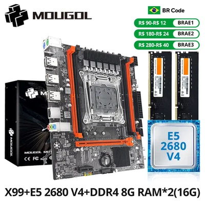 New X99 Motherboard Set with Intel Xeon E5 2680 V4 & DDR4 16G (8G*2) 2133Mhz Dua - Image 1 of 4