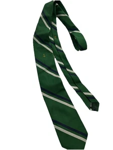 J. Corbata náutica clásica a rayas doradas azul marino Crew de seda para hombre - Imagen 1 de 4