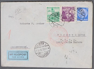 MayfairStamps Austria 1938 Wien to Calle Madero Argentina Air Mail Cover aau_570 - Image 1 of 2