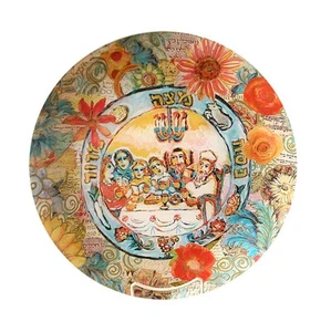 Plato de Pascua de vidrio familia alrededor de la mesa 13" D de EE. UU. por Piatti - Imagen 1 de 1