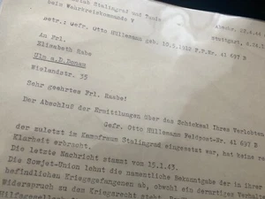 Brief Arbeitsstab Stalingrad 305. Infanterie-Division 1943 Soldat vermisst - Bild 1 von 4