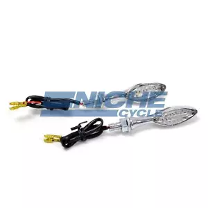 Mini Rabbit Ears LED Turn Signals Deco Lights 12 Volt Chrome Clear - Picture 1 of 2