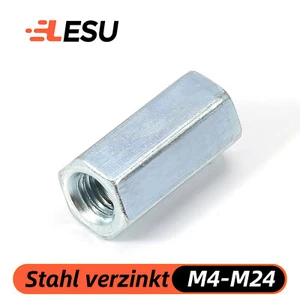 Verbindungsmuffern Sechskant M4 - M24 Verzinkt Langmutter Gewindemuffe DIN 6334 - Bild 1 von 4