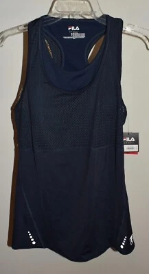 Novo Sutiã Esportivo Fila Esporte Pequeno Sem Mangas Sutiã Esportivo Academia Camisa de Treinamento Azul - Imagem 1 de 2