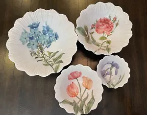 Juego de 4 tazones para servir melamina en forma de flor primavera floral nuevos con etiquetas - Imagen 1 de 5