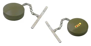 TAPAS Olive Drab para tanques de gasolina y aceite Harley Segunda Guerra Mundial era 45 WLA WLC con cadenas - Imagen 1 de 5