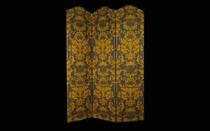 Paravent tissus et structure bois XIXème siècle - Picture 1 of 6