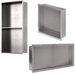 Stainless Steel Shower Niche Alcove Recess Waterproof Storage - Gun Metal Grey - Picture 1 of 22