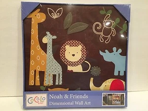 Cocalo Baby NOAH & FRIENDS Dimensional Canvas WALL ART 12" X12" JUNGLE LION - Picture 1 of 9
