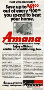 1977 Vintage Print Ad Amana Cooling Heating with electricity? Heat Pumps - Picture 1 of 2