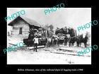 Old Postcard Size Photo Of Belton Arkansas The Rairoad Depot & Log Train C1900
