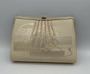 Vintage Japanese Kimono Silk Bag Clutch Bag Floral Design Evening Party Cocktail - Picture 1 of 16