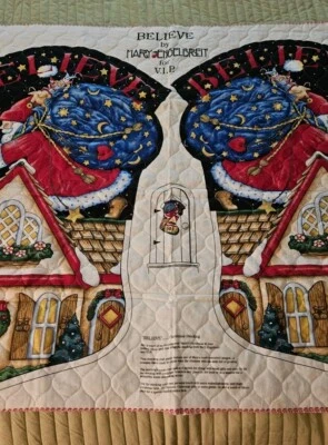 Mary Engelbreit 2001 HTF Pre-quilted BELIEVE Christmas Stocking Panel 35"x44 (A) - Image 1 of 4