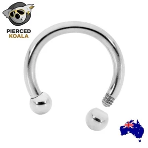 2Pcs Surgical Steel Circular Horseshoe Barbell Septum Nose Lip Ear Ring 20G-2G - Picture 1 of 5