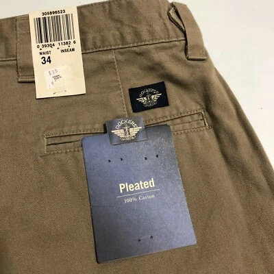 NUEVO Pantalones Cortos Dockers Para Hombre Talla Actual 32 Marrón Tostado Caqui Plisado Algodón Nuevos con Etiquetas Foto 1 de 4